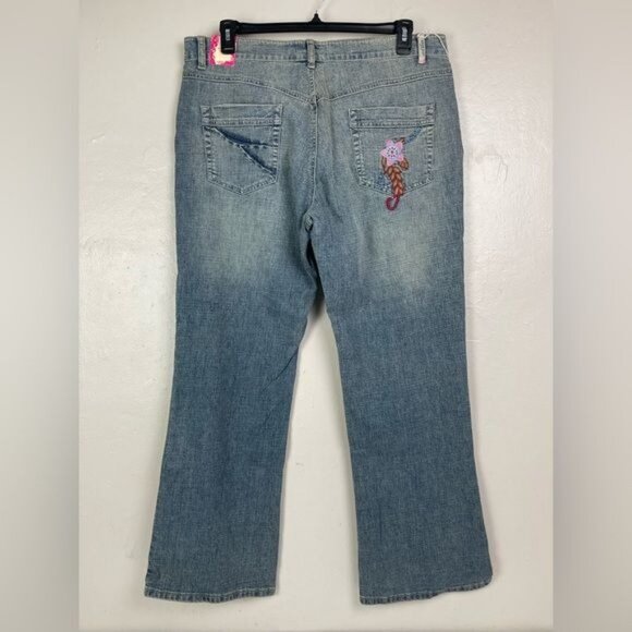 Apollo Women's Bootcut Jeans Floral Embroidered NWT 36x32 size 19/20 stretch - Picture 2 of 13